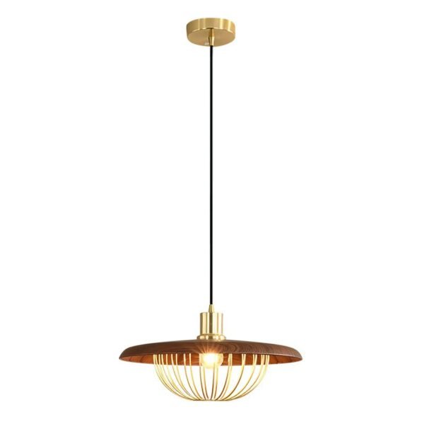 1-Light Walnut Wood Dome LED Pendant Lighting - Image 3