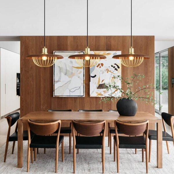 1-Light Walnut Wood Dome LED Pendant Lighting - Image 2