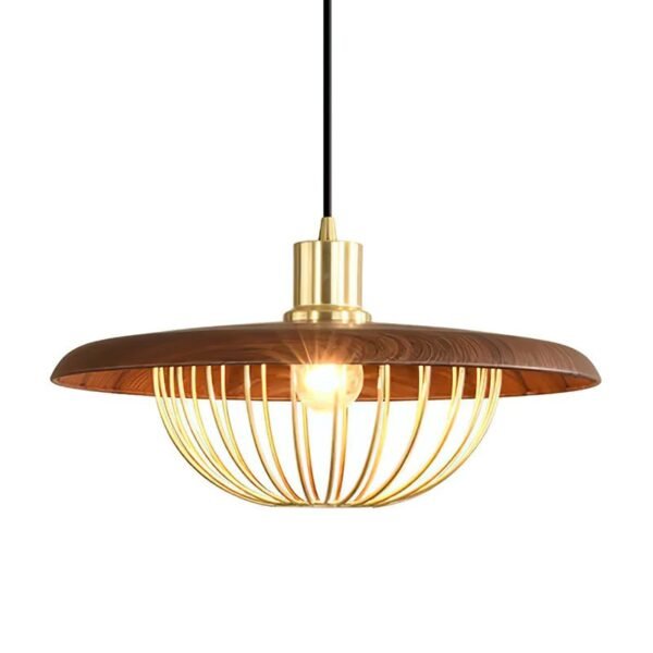 1-Light Walnut Wood Dome LED Pendant Lighting - Image 4