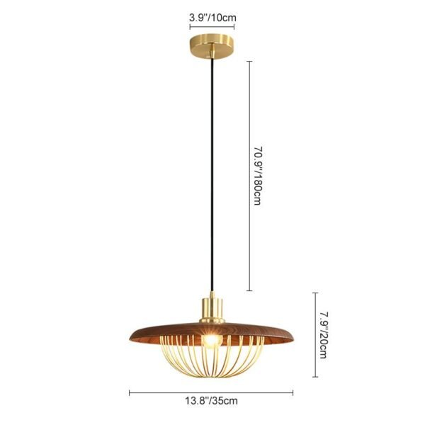 1-Light Walnut Wood Dome LED Pendant Lighting - Image 7