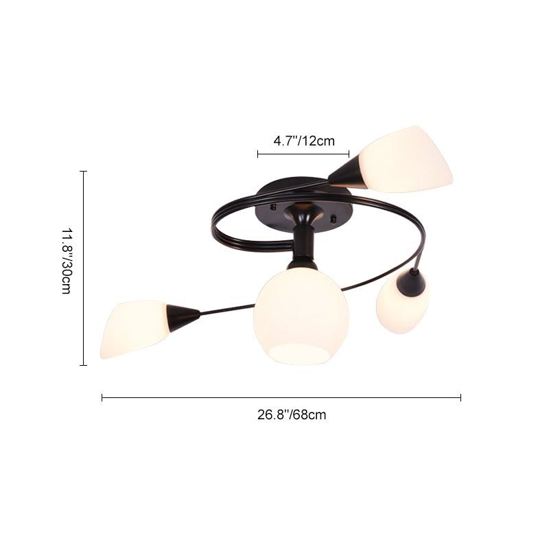 4 Light Swirl Horseshoe&Globe Shade Semi Flush Mount - Image 7