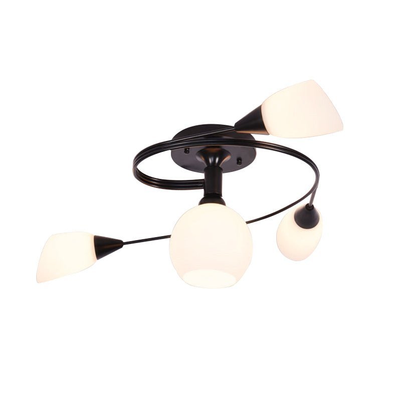 4 Light Swirl Horseshoe&Globe Shade Semi Flush Mount - Image 3