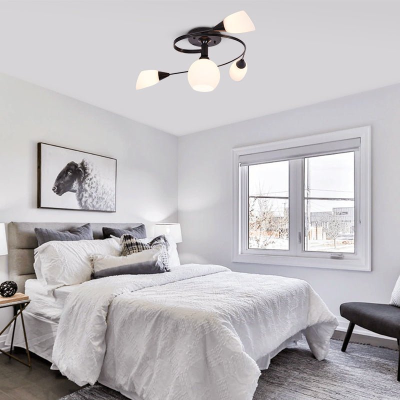 4 Light Swirl Horseshoe&Globe Shade Semi Flush Mount - Image 2