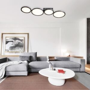 LED Flush Mount Light with Four Circular Rings in Warm White