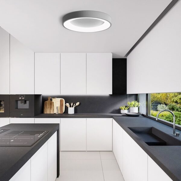 LED Grey Round Flush Mount Ceiling Light - Image 3