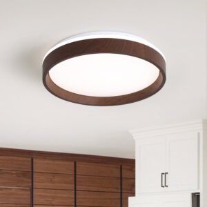 LED Wood Grain Round Flush Mount Ceiling Light