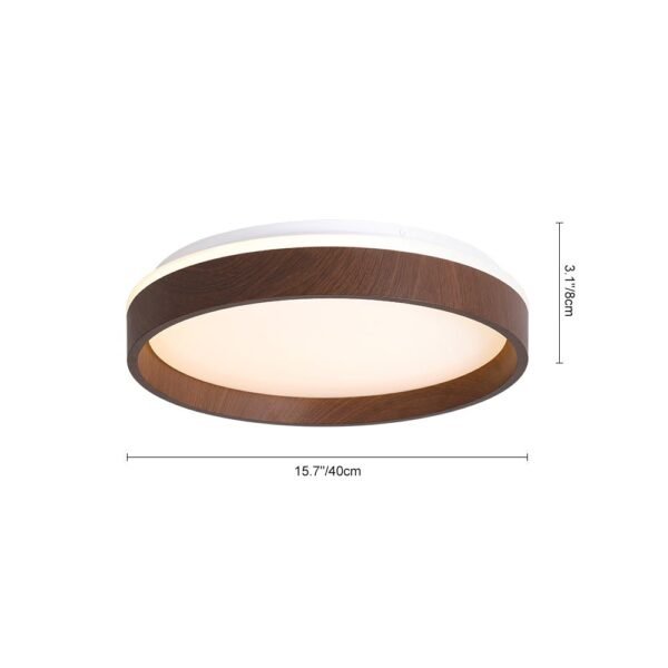 LED Wood Grain Round Flush Mount Ceiling Light - Image 4