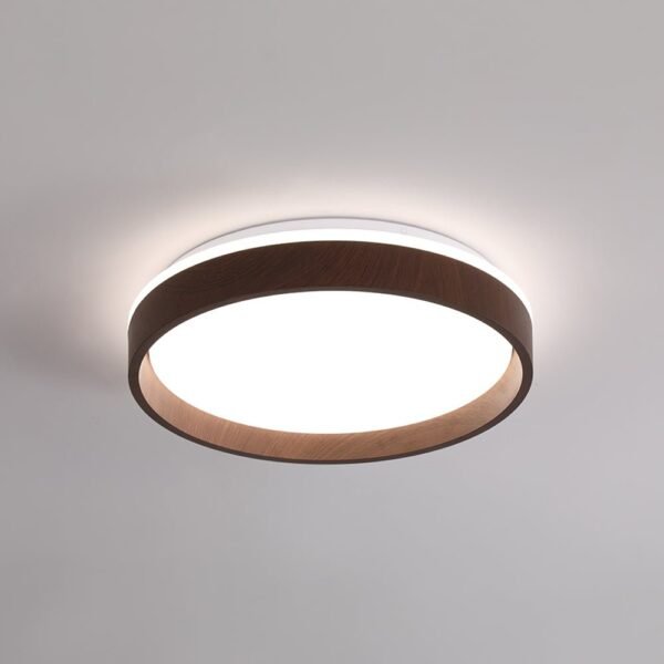 LED Wood Grain Round Flush Mount Ceiling Light - Image 5