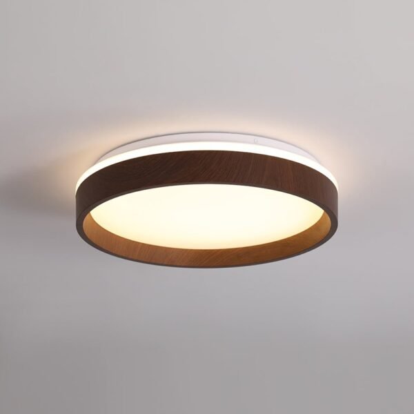 LED Wood Grain Round Flush Mount Ceiling Light - Image 3